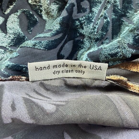 Kevin O’Brien Studio Velvet Burnout Scarf Wrap OS  Bronze Teal Boho Art to Wear - Picture 6 of 7